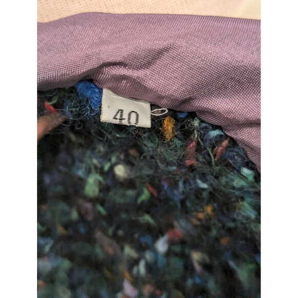 Vintage Y2K Blue Multicolored Rainbow Wool Blend Tweed Boucle Pencil Skirt sz XS - Picture 11 of 11